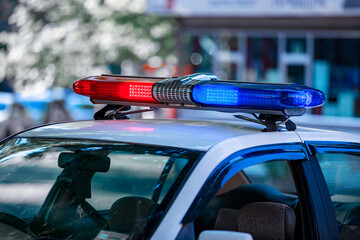 police car in the street