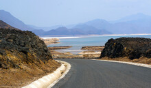 The Road To Lake Assal, The Lowest Point In Africa, In Djibouti's Danakil Desert