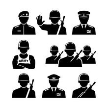 Soldier Avatar Vector Icons Set