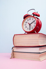 Wall Mural - Alarm Clock and books