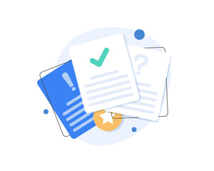Wall Mural - important documents with a question mark,flat design icon vector illustration