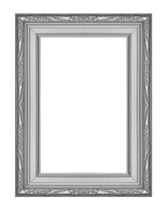 Poster - Antique silver gray  frame isolated on white background, clipping path.