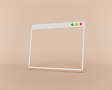Blank Computer Window. Minimal Design For Advertising, Presentation And Website. 3d Rendering