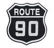 The embroidered patch. Attributes for bikers, rockers and metalheads. Road sign 