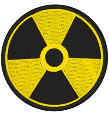 The embroidered patch. Attributes for bikers, rockers and metalheads. Radiation sign.