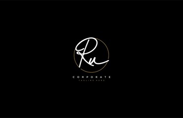 Wall Mural - Letter RU Logo Manual Elegant Minimalist Signature Logotype