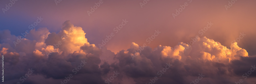 skyline panorama - beautiful sunset sky with red clouds in the sky - obrazy, fototapety, plakaty 
