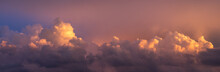 Skyline Panorama - Beautiful Sunset Sky With Red Clouds In The Sky