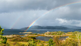 Fototapeta Tęcza - Double Rainbow over the Plockton Lighthouse, Scotland.