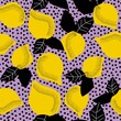 Juicy summer pattern with lemon fruit and sweet black dots