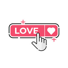 Love button icon vector for social media. Love icon Vector illustration design template. Love icon or button for video channel, blog, social media concept and background banner