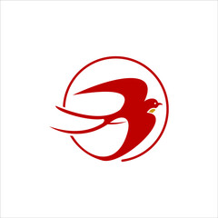 Wall Mural - swallow logo flying red bird animal vector design element template