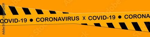 Warning tape coronavirus quarantine yellow and black stripes tape on yellow background, tapes hazard quarantine, coronavirus caution and warning tape, covid-19, coronavirus quarantine sign