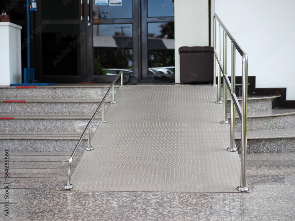 A ramp for disabled people going up and down in the hospital. Stock ...