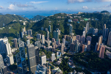 Wall Mural - Panorama aerial view of Hong Kong City