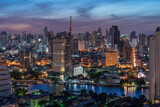 Fototapeta Nowy Jork - Nice scene from the Condominium rooftop location next to Chao Phraya River Bangkok/Thailand