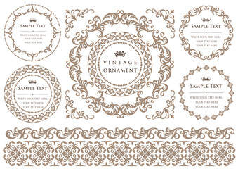 Wall Mural - vintage ornament set. borders and frames.