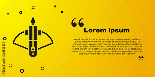 Photographie Black Battle crossbow with arrow icon isolated on yellow background