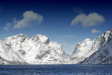  Winter landscape in Lofoten Archipelago, Norway, Europe
