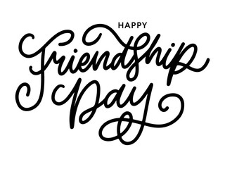 Vector illustration of hand drawn happy friendship day felicitation in fashion style with lettering text sign and color triangle for grunge effect isolated on white background