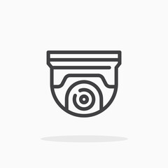 Poster - Security camera icon in line style. Editable stroke.