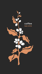 Wall Mural - Vector coffee plant. Art symbol. Herb illustration