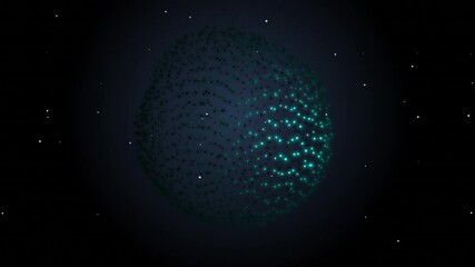 Wall Mural - 4k video of abstract blue particle energy sphere. Abstract technology, science, engineering and artificial intelligence motion background.