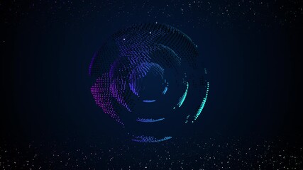 Wall Mural - 4k animation of a glowing sphere with fract al cloudlets particles motion.