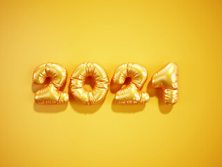 Canvas Print - 2021 balloon orange golden numbers