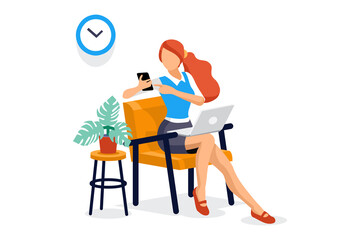 Customer woman marks a form to test the experience. Women test people on a form with characters and marks for filling, woman check customer survey check fill. Character cartoon concept isometric Vecto