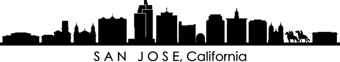 SAN JOSE City California Skyline Silhouette Cityscape Vector