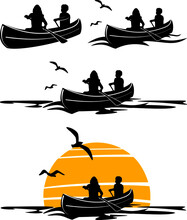 Canoe Boat Abstract Vector Outline