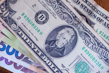 
dollars currency banknotes business closeup background