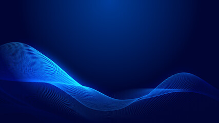 Wall Mural - dot blue wave light screen gradient texture background. abstract technology big data digital backgro