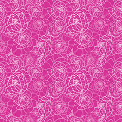 Wall Mural - rose white outline pink background seamless pattern design