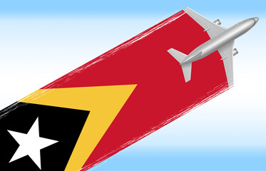 3d illustration of a background East Timor travel concept. flag with plane