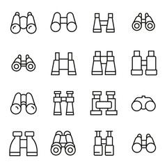 Poster - Binoculars line icons set.