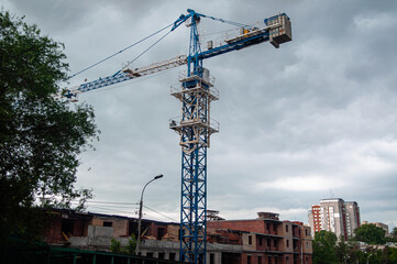 construction site with tower crane
