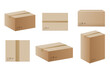 © sabelskaya - Set of delivery or mail boxes, realistic vector mockup illustration isolated.