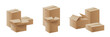 © sabelskaya - Set of mail cardboard boxes bunch, realistic vector mockup illustration isolated.