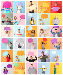 Wall Mural - Different people with blank speech bubbles