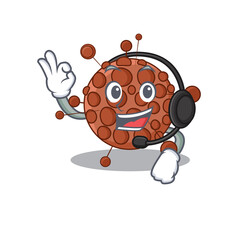 Sticker - Neisseria caricature cartoon character concept wearing headphone