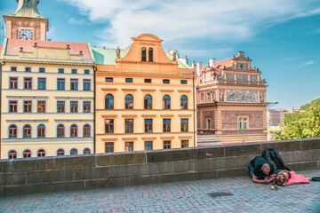 Wall Mural - Scenic view of historical center Prague, Charles bridge, and buildings of the old town, Prague. is the capital and largest city in the Czech Republic, the 13th largest city in the European Union.