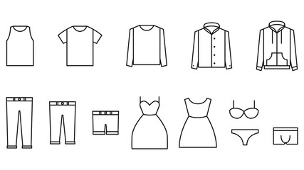 Set of icons of different clothes. Vector illustration
