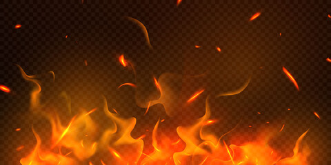 burning red hot sparks realistic fire flames abstract background