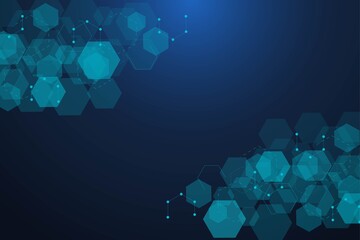 Wall Mural - hexagonal abstract background. big data visualization. global network connection. medical, technolog