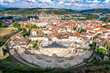 Cityscape of Vienne with the old city and aerial view of the ancient Gallo-Roman theatre in Isere France
