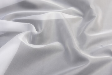 Wall Mural - Draped wave white organza transparent of bridal veil texture for background