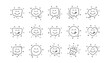 Emoticon speech bubble, social media message, smile with tongue. Yummy smile line icons. Tasty food eating emoji face icons. Delicious yummy, happy emoticon. Linear set. Geometric elements. Vector