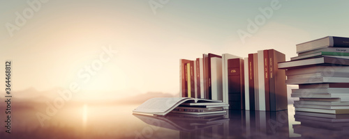 Cuadros en Lienzo Group of books. Education, back to school and reading concept.